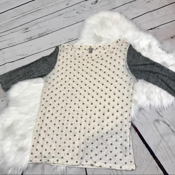 J. Crew Gray/white Small Polka Dot Baseball Tee - Picture 2 of 7